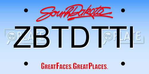 ZBTDTTI South Dakota License Plate