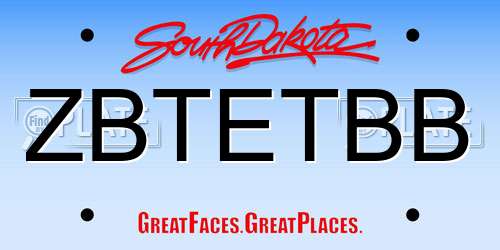 ZBTETBB South Dakota License Plate