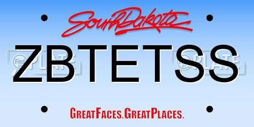 ZBTETSS South Dakota License Plate