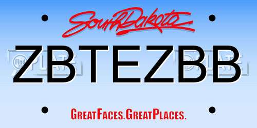 ZBTEZBB South Dakota License Plate