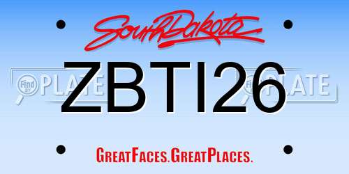 ZBTI26 South Dakota License Plate