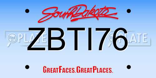 ZBTI76 South Dakota License Plate