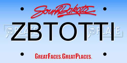 ZBTOTTI South Dakota License Plate