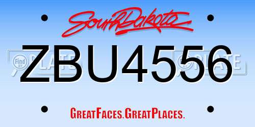 ZBU4556 South Dakota License Plate