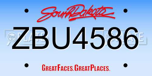 ZBU4586 South Dakota License Plate