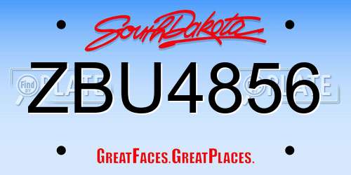 ZBU4856 South Dakota License Plate
