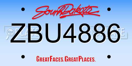ZBU4886 South Dakota License Plate