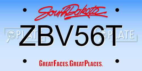 ZBV56T South Dakota License Plate