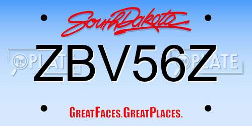 ZBV56Z South Dakota License Plate