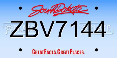 ZBV7144 South Dakota License Plate