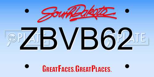 ZBVB62 South Dakota License Plate