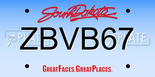 ZBVB67 South Dakota License Plate
