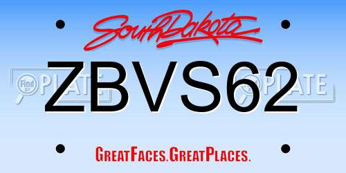 ZBVS62 South Dakota License Plate