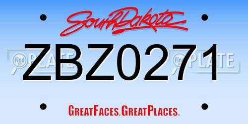 ZBZ0271 South Dakota License Plate