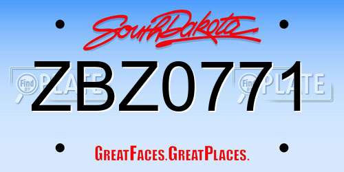 ZBZ0771 South Dakota License Plate