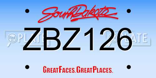 ZBZ126 South Dakota License Plate
