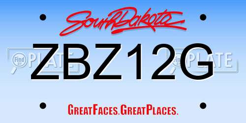 ZBZ12G South Dakota License Plate