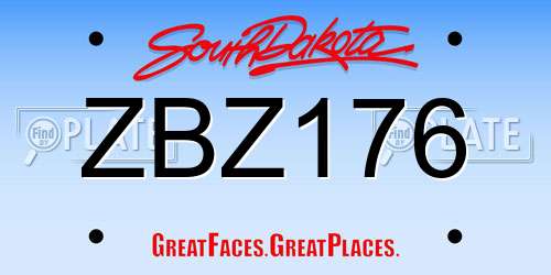 ZBZ176 South Dakota License Plate