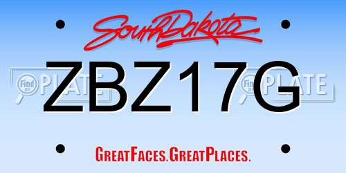 ZBZ17G South Dakota License Plate