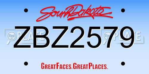 ZBZ2579 South Dakota License Plate