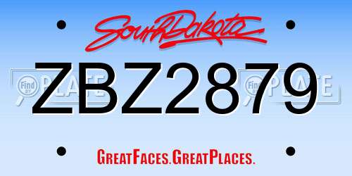 ZBZ2879 South Dakota License Plate