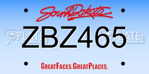ZBZ465 South Dakota License Plate