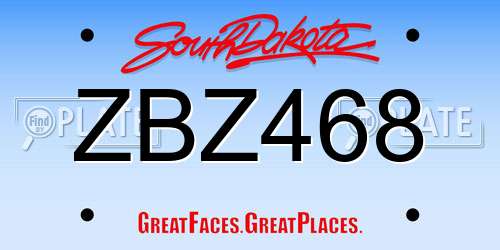 ZBZ468 South Dakota License Plate