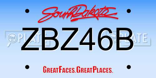 ZBZ46B South Dakota License Plate