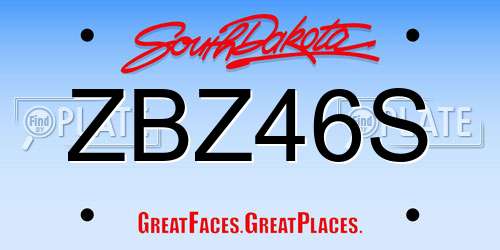 ZBZ46S South Dakota License Plate