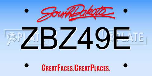 ZBZ49E South Dakota License Plate