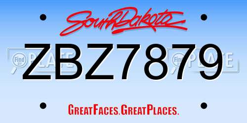 ZBZ7879 South Dakota License Plate