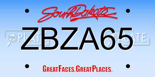 ZBZA65 South Dakota License Plate