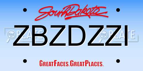 ZBZDZZI South Dakota License Plate