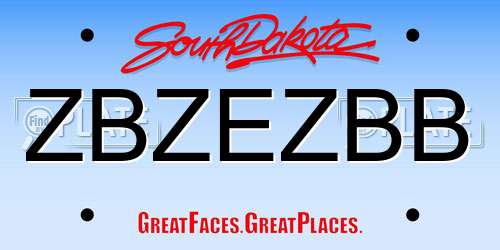 ZBZEZBB South Dakota License Plate