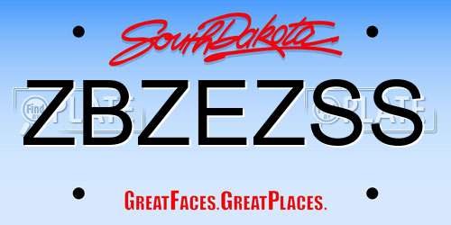 ZBZEZSS South Dakota License Plate