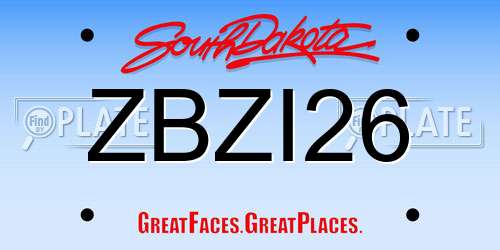 ZBZI26 South Dakota License Plate