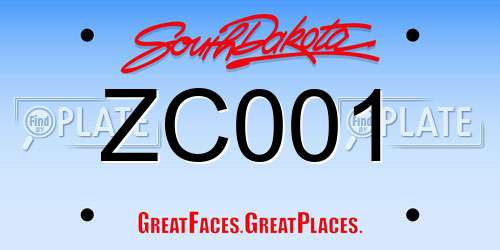 ZC001 South Dakota License Plate