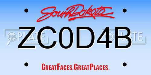 ZC0D4B South Dakota License Plate