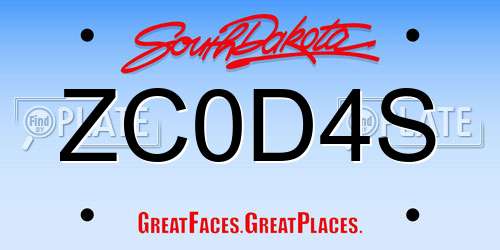 ZC0D4S South Dakota License Plate