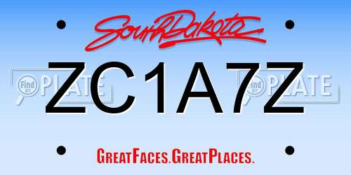 ZC1A7Z South Dakota License Plate
