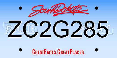 ZC2G285 South Dakota License Plate