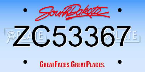 ZC53367 South Dakota License Plate