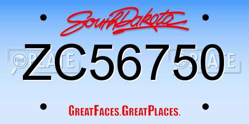 ZC56750 South Dakota License Plate