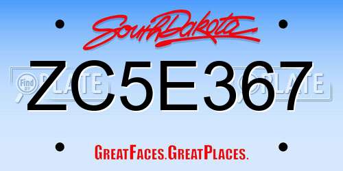 ZC5E367 South Dakota License Plate