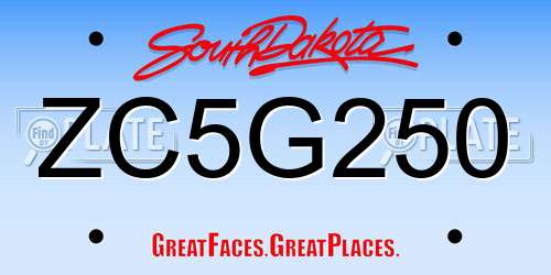 ZC5G250 South Dakota License Plate