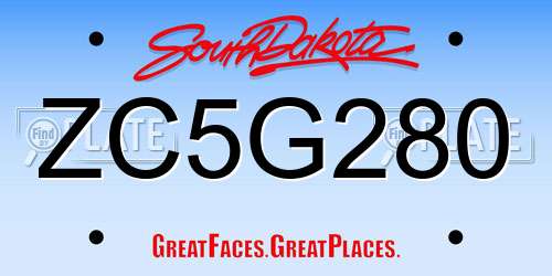 ZC5G280 South Dakota License Plate