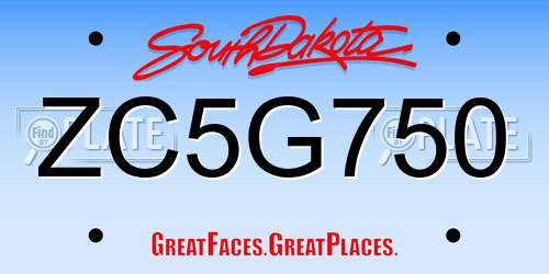 ZC5G750 South Dakota License Plate