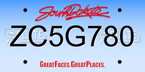 ZC5G780 South Dakota License Plate
