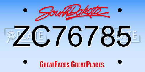 ZC76785 South Dakota License Plate