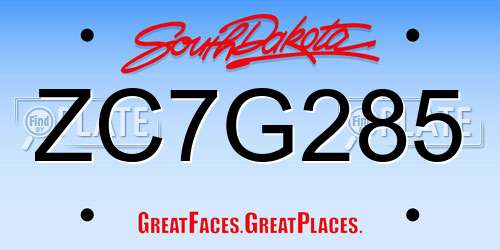 ZC7G285 South Dakota License Plate